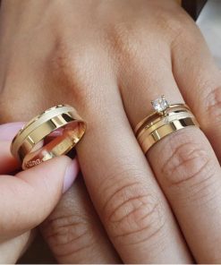 Alianças de Casamento 6mm | Modelo Alto Luxo | Semi Anatômico | 2 Frisos Laterais Fosco Lixado
