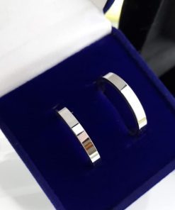 Par De Alianças Prata Em Aço Cirúrgico 4mm Polido Modelo Liso