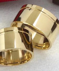 Alianças de Casamento 10mm | Anatômico | Moeda Antiga Banhada a Ouro 18K