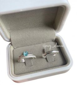 Alianças de Namoro em Prata 950 3mm | Modelo Camille | Tradicional Redondo | Semi Anatômico | Feminina Diamantada | Masculina Lisa Polida