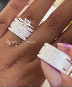 Alianças de Namoro em Prata 950 10mm | Modelo Penélope 02 | Personalizada com Iniciais | Modelo Exclusivo