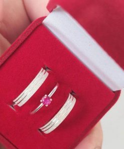 Alianças de Namoro em Prata 950 4mm | Modelo Thaylla | Semi Anatômico | Todo Diamantado com 2 Frisos Laterais