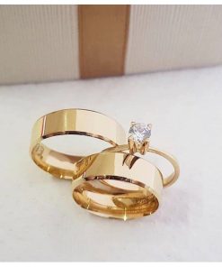 Alianças de Casamento 8mm | Modelo Lara | Semi Anatômico | Acabamento Chanfrado