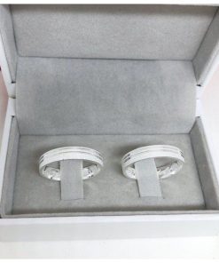 Alianças de Namoro em Prata 950 | 5mm Diamantado com 2 Frisos Laterais | Modelo Elle