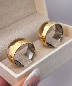 Alianças de Casamento 10mm | Modelo Angela | Abaulado | Banhado a Ouro 18K