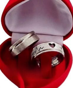 Alianças De Compromisso Em Aço Cirúrgico 8mm Com Coração MOD 20