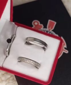 Alianças Finas De Compromisso Prata Em Aço Cirúrgico 4mm Chanfrado Preto