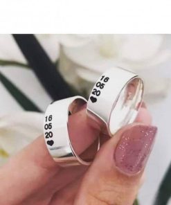 Alianças de Namoro em Prata 950 | Modelo Jaine | 7mm Anatômico | Personalizado com Data | Gravação a Laser