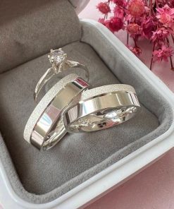 Alianças de Namoro em Prata 950 6mm | Friso Lateral Diamantado | Modelo Jade