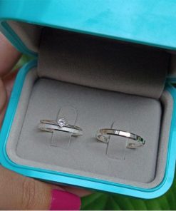 Alianças de Namoro em Prata 950 | 2mm Chanfrado | Modelo Semi Anatômico | Anel Solitário Incluso