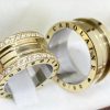Alianças de Casamento 10mm | Estilo Bulgari 60 Pedras | Polido | Banhado a Ouro 18k Modelo Andy