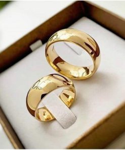 Alianças de Casamento 8mm | Modelo Anatômico Abaulado | Moeda Antiga Banhada a Ouro 18K