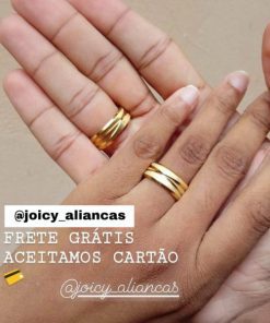 Par De Alianças Aço Cirúrgico Banhado A Ouro 18k - 8mm - Fosco