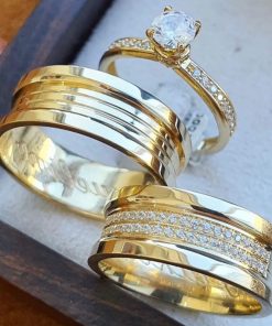 Alianças de Casamento 10mm | Moeda Antiga | Banhado a Ouro 18k