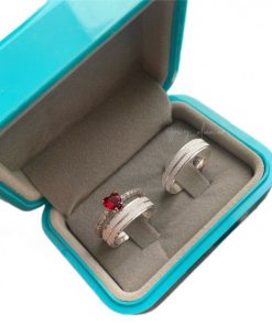 Alianças de Namoro em Prata 950 | Modelo Naomi 03 | 5mm | Diamantado com Dois Frisos | Semi Anatômico | Anel Solitário Incluso