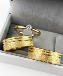 Alianças De Noivado Aço Cirúrgico Banhado A Ouro 18k - 8mm 2 Fios