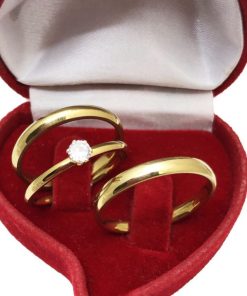 Par De Alianças Aço Cirúrgico Banhado A Ouro 18k 3mm- Fina Tradicional