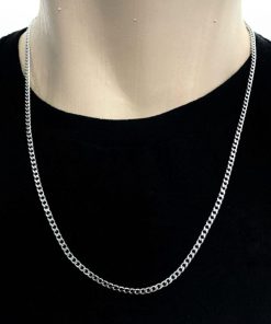 Promoção Cordão Corrente Aço Inox 60cm Prata Masculino 3mm