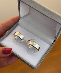 Alianças de Namoro 8mm em Prata 950 | Semi Anatômica | Acabamento Chanfrado