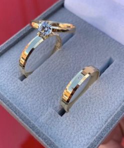 Alianças de Casamento 4mm | Modelo Pureza | Chanfrado em Moeda Antiga | Banhado a Ouro 18k