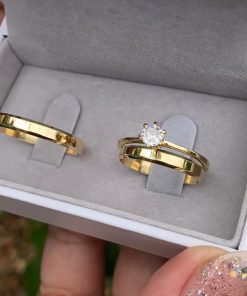 Alianças de Casamento 3mm | Modelo Chanfrado | Semi Anatômico | Moeda Antiga Banhada a Ouro 18K