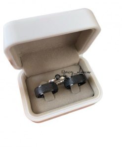 Par De Alianças Prata Em Aço Cirúrgico 8mm Diamantado Preto Modelo Maia 02