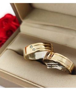 Alianças de Casamento 6mm | Modelo Laiana | Moeda Antiga | Feminina com 2 Pedras de Zircônia