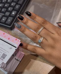 Alianças de Namoro em Prata 950 | Modelo Sabrina azul 3mm | Semi Anatômico Diamantado com 1 Friso Central