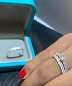 Alianças de Namoro Finas em Prata 950 3mm | Modelo Mirian | Com Frisos Diamantados | Anatômico