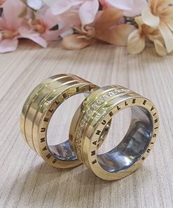 Alianças de Casamento 8mm | Moeda Antiga | Feminina com 15 Pedras | Gravação a Laser Opcional