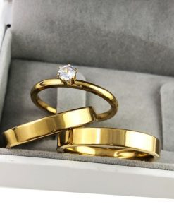 Alianças Finas De Noivado Banhado A Ouro 18k - 4mm Reto Mod 66