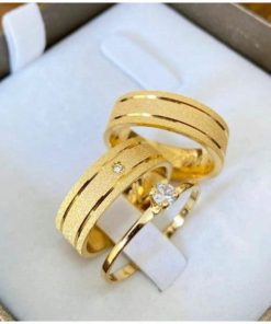 Alianças de Casamento 6mm | Modelo Luany | Todo Diamantado | Feminina com Pedra Central de Zircônia