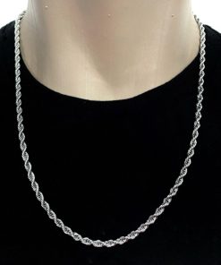 Corrente Masculina Torcido Trançado Baiano Cor Prata