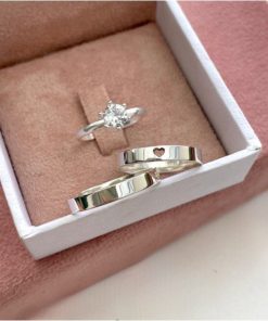 Alianças de Namoro 4mm em Prata 950 | Modelo Keyla | Semi Anatômico com Coração Vazado