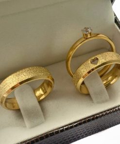 Alianças Em Aço Cirúrgico Banhado A Ouro 18k- 6mm - Diamantado