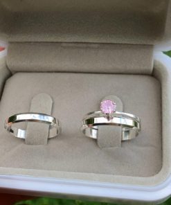 Alianças Finas de Namoro em Prata 950 3mm | Liso Polido | Modelo Chanfrado | Anel Solitário Incluso