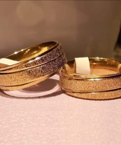 Alianças De Noivado Banhado A Ouro 18k - 8mm  Diamantado Com Frisos MOD 73