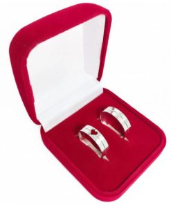 Alianças de Namoro em Prata 950 | Modelo Semi Anatômico 5mm com Friso Central | Feminina com Coração Vazado