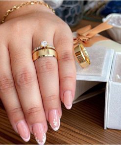 Alianças de Casamento 7mm | Modelo Beca | Alto Luxo | Chanfrado | Moeda Antiga Banhada a Ouro 18K