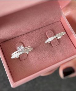 Alianças de Namoro em Prata 950 2mm | Modelo Diamantado Fina | Alianças Finas | Semi Anatômico