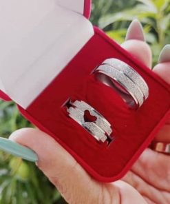 Alianças De Namoro 8mm Diamantado Com Coração