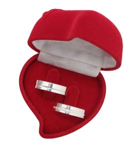 Alianças de Namoro 5mm em Prata 950 | Feminina com Detalhe Diamantado no Friso | Masculina Lisa