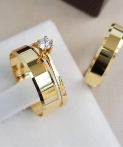 Alianças de Casamento 6mm | Chanfrado | Moeda Antiga Banhada a Ouro 18K