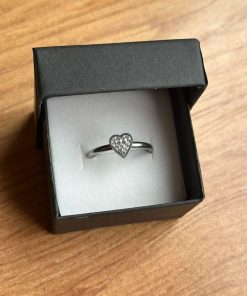 Anel Feminino 2mm Diamante zircônia de Aço cirúrgico Coração Cravejado