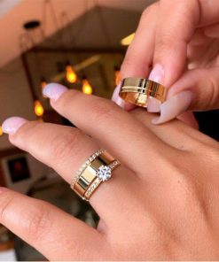 Alianças de Casamento 7mm | Modelo Sandra | Banhado a Ouro 18K