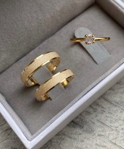 Alianças de Casamento 5mm | Modelo Semi Anatômico | Moeda Antiga | Todo Diamantado com Friso Lateral Baixo