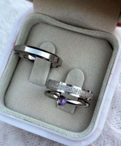 Par de Alianças de Compromisso 4mm | Aço Cirúrgico Antialérgico | Feminina Diamantada