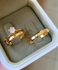 Alianças de Casamento 3mm | Finas Chanfradas | Moeda Antiga Banhada a Ouro 18k