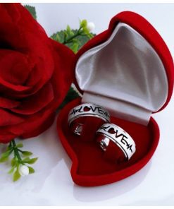 Par De Alianças Prata Em Aço Cirúrgico 8mm Fosco LOVE