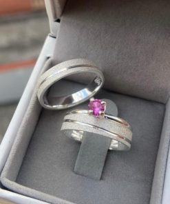 Alianças de Namoro em Prata 950 | Diamantado 5mm com 1 Friso Ondulado